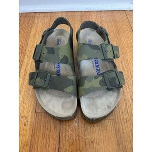 Size 38 7 Womens Birkenstock Milano Soft Footbed Sandals Support Camo Backstrap
